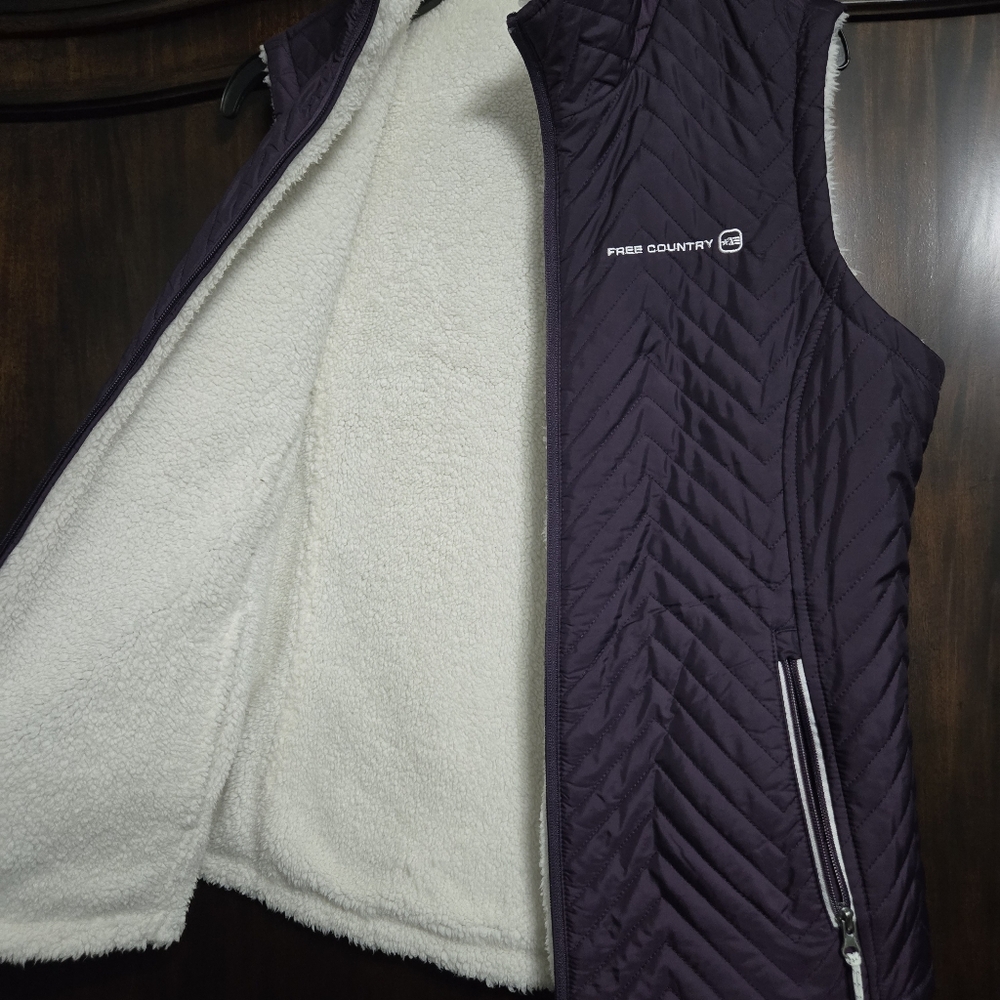 Reversible Free Country Deep Purple Quilted Vest, M NEW - Picture 3 of 13